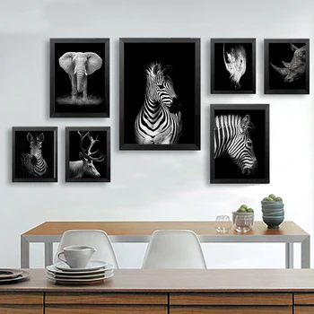 CNPAINTING Plátno na Maľovanie Čierna Biela Zvierat, Obrázky na Stenu Umenia pre Obývacia Izba Plagát, Tlač Domova Bez Rámu