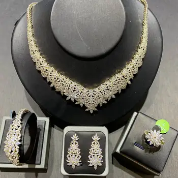 TIRIM Dubaj Luxusný Elegantný Svadobný Náhrdelník Sada pre Ženy Cubic Zirconia Svadobné Šperky Sady Pre Nevesty Príslušenstvo jewelri