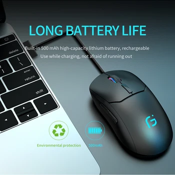 2V1 Plástu, 2.4 GHz Wireless Gaming Mouse, Bluetooth 5.0 1600 DPI Nastaviteľné v 4 Tlačidlá Optická Myš pre PC Počítač