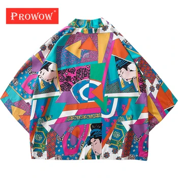 Japonské Kimono Bundy 2020 Mens Harajuku Streetwear Bunda, Kabát Jar Leto Hip Hop Tenké Šaty Japonskom Štýle Lumbálna Tlač