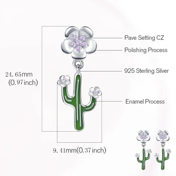 925 Sterling Silver Cactus Flower Náušnice Jemné Dámske Šperky s Šumivé Zirkón Továreň na Priamy Predaj, Doprava Zdarma