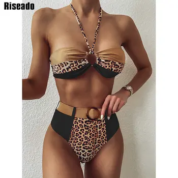 Riseado Leopard Sexy Bikiny Push Up Plavky, Vysoký Pás Plavky Ženy 2021 Okolo Biquini Plaviek Bikiny-Belted Plavky