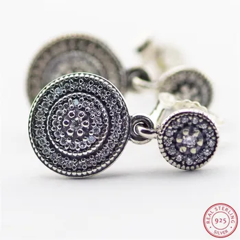Jarnej Kolekcie 925 Sterling Silver Dávka Elegancie Drop Náušnice pre Ženy Šperky s Šumivé Sústredné Kruhy FLE054