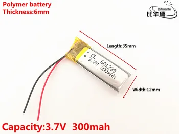 10pcs/veľa 3,7 V,300mAH,601235 Polymer lithium ion / Li-ion batéria pre HRAČKA,POWER BANKY,GPS,mp3,mp4