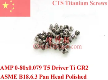 Titánové skrutky, 0-80x2 mm Tlačidlo Hlavou Torx T5 Ovládač Vlastné 50 ks Ti GR2