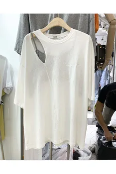 Duté Off-Ramenný T-shirt Žena 2020 Letné Voľné Nový Štýl kórejský Štýl, T Košele Dievčatá Študent Jednoduché Tričko Fashion Tshirts