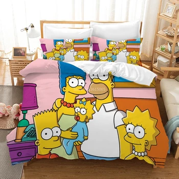 J. Simpson posteľná bielizeň Nastaviť Cartoon 3d Rodine Simpsonovcov Vytlačené Posteľná Bielizeň Perinu Nastaviť obliečky na Vankúše Twin Plný King Size Queen