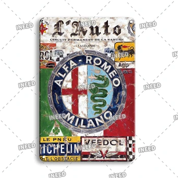 Vintage Alfa Romeo Kovové Plagát Garáž Muž Jaskyňa Starožitné Dekorácie Retro Kovov Cín značky Kovové Maliarske Umenie Stene Visí Dekor
