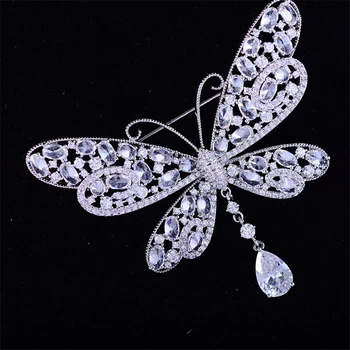 Elegantné Cubic Zirconia Motýľ Shinning Yellow Crystal Kolíky Brošňa pre Ženy Móda Hmyzu Šperky Pin Nový Rok Darček broche