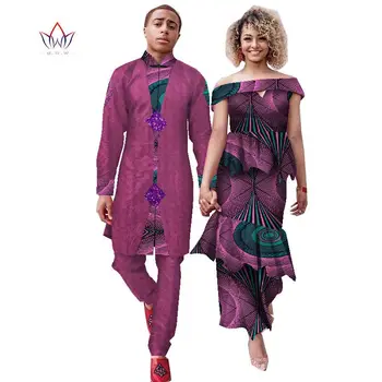 2021 Nové Zodpovedajúce Pár Oblečenie Ženy Sukne Nastaviť a Mužov Nohavice Set 2 Sady Pár Oblečenie Afriky Pár Oblečenie Pre Milovníkov WYQ701