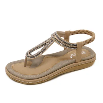 Veľkosť 35-42 ženy, sandál Tkané ploché päty femininas lete ležérne topánky žena mäkké dno plážové sandále, topánky
