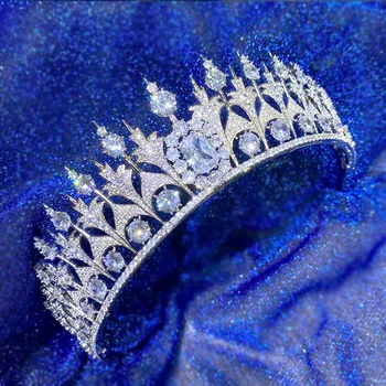 Európska Royal Princess Koruny Luxusné CZ Svadobné Headdress Svadobné Doplnky do Vlasov Strany Headdress Zapojenie Šperky A00913
