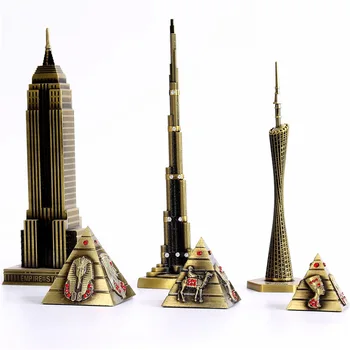 Kovové svetoznámej Budovy Model Plavidlá, Bar, Kaviareň Dekorácie Pyramídy Empire State Building Burj Khalifa Veža Canton Tower YWWX30