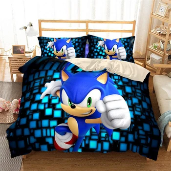Horúce 3d Film Sonic The Hedgehog Vytlačené Perinu Nastaviť obliečka na Vankúš Roztomilý Kreslený Deti posteľná bielizeň Sady Cumlík Kryt Kráľ Veľkosť
