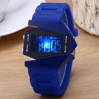 Cartoon Lietadla Tvar Jelly silikónovými pásikmi LED Digitálne Hodinky Elektronické Náramkové hodinky pre Deti XRQ88