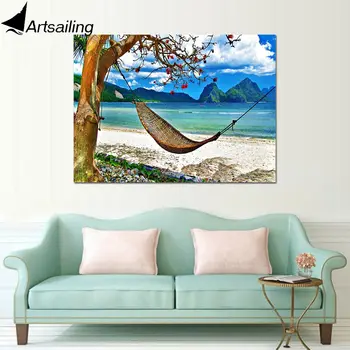 ArtSailing HD Tlačené 1 Kus Letné Beach Plátno na Maľovanie Modré More Krajinný Obraz Pre Obývacia Izba Dekor Plagáty a Výtlačky