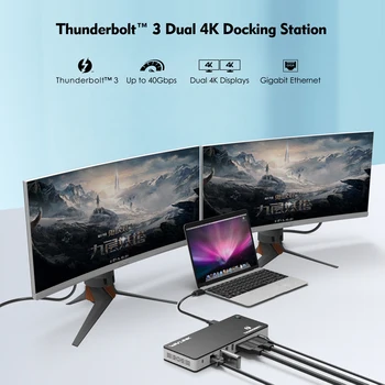 Thunderbolt 3 USB C Dokovacej Stanice 8K DisplayPort a Dual 4K@60Hz S PD USB 3.0/C Gigabit Ethernet Pre Mac OS Windows Wavlink