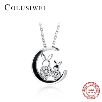 Colusiwei 925 Sterling Silver Krásne Lesklé Jasné, CZ Králik Mesiac Zvierat, Prívesky, Náhrdelníky pre Ženy Jemné Mincový Striebro Šperky