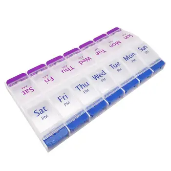 Prenosné Týždenný Pilulku Úložný Box 14 Mriežky Dvojradu Organizátor Dávkovač Medicíny Boxy Mini Tablet Delič Prípade Skladovania