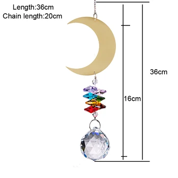 Visí Čakra Crystal Ball Prívesok Suncatcher Mesiac Prism Rainbow Maker Vianočné Dekorácie Pre Domov s Darček Kúpeľňa Decor