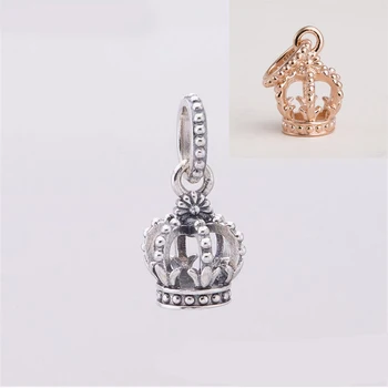 2 Štýly Verných Kráľovi Korunu zobrazili kľúčové tlačidlá pre Striebro 925 Náramky Ženy Šperky Golden Rose & Strieborný Prívesok DIY Prívesky, Šperky, Takže