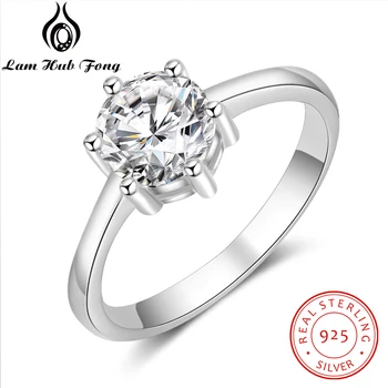 Jednoduché 925 Sterling Silver Prstene pre Ženy Kolo CZ Žena Prst Prsteň Zásnubný Šperk Vycibrenej Dar (Lam Hub Fong)