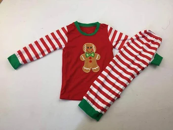 2019 nový dizajn, baby, dievčatá, výšivky perník vzor USA Vianočné zimné pyžamo 7-8 ročných detí oblečenie set sa