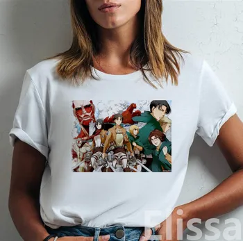 Japonské Anime Shingeki No Kyojin Útok Na Titan Tričká dámske tričko Krátky Rukáv Žena Topy Harajuku Estetické oblečenie