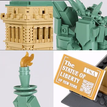 Architektúra USA socha Slobody Lincoln Memorial Bieleho Domu Stavebné Bloky Mesta New York Budovy Hračky Tehál Pre Deti