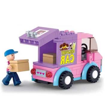 102pcs Supermarket Truck Stavebné Bloky Klasické Záľuby dievčatá Dodanie Auto Tehly Obrázok Hračky Pre Deti Tehly Vzdelávacích