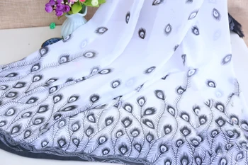 HLQON vysokej kvality pierko vzor vytlačené šifón textílie mäkké pohodlné oblečenie tkaniva pre ženy, letné šaty,sukne PODĽA meter