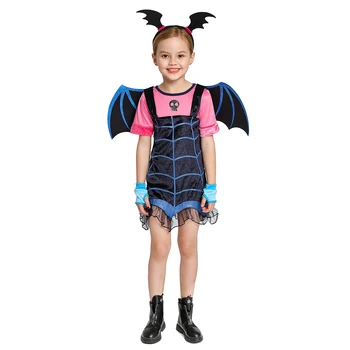 Vampirie Kostým Letné Šaty pre Dievčatká Halloween Bat Zamaskovať Deti Upír Cosplay Party Oblečenie Úlohu Paly Zdobiť