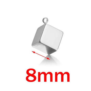 5 ks/veľa mm 8 mm 10 mm 3D Nehrdzavejúcej Ocele Dekorácie Prívesok Konektory Kocka Pevné Ručné Kúzlo DIY Náušnice Šperky Robiť
