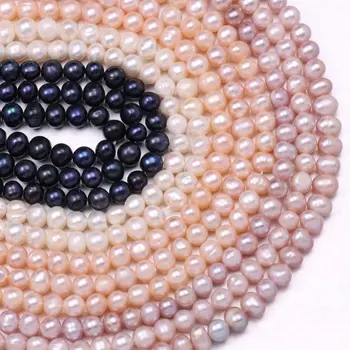 Okrúhle Korálky, Perly Prírodné Sladkovodné Perly Na Náhrdelníku Náramok Šperky Čo DIY Pre Ženy, Veľkosť 6-7mm