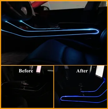BeCar 1 Pc stredovej Konzoly Lampa App Riadenie Atmosféru Svetla pre Tesla model 3 Multi Farebné LED Svetlo Interiéru Vozidla Svetelný Pás
