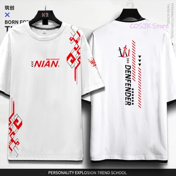 Anime Hry Arknights Nian Lete Harajuku Bežné T-shirt Cosplay Kostým Muži Ženy Študent Voľné Módne Čierne Unisex Tričko Topy