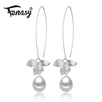 FENASY Pearl Šperky Prírodné Sladkovodné Pearl Náušnice, Módne Šperky 925 Sterling Silver kórejský Kvetinový Náušnice Pre Ženy