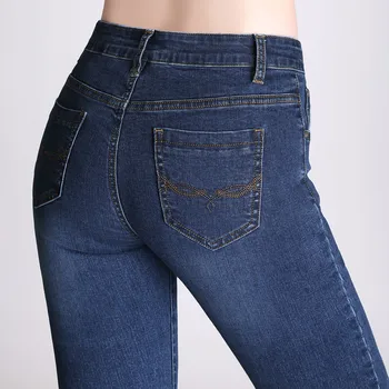 2020 nové rovno strečové džínsy s vysokým pásom Ženy nohavice plus veľkosť verzia Bežné Štíhla žena džínsy mama bola tenká Dĺžka nohavice
