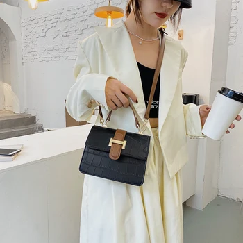Luxusné kabelky ženy tašky módny návrhár kameň vzor kožená taška cez rameno malého crossbody tašky pre ženy 2020 roztomilý bočné vrecko