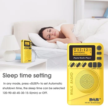 Mini Pocket DAB Digitálne Rádio FM Prijímač RDS S LED Displejom Prenosný MP3 Prehrávač, Podpora TF Kariet Spánku Čas Nastavený