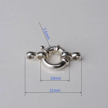 Spona,10 mm 1-strand pevné 925 sterling silver náhrdelník, svorky, springring námorných spona s pohyblivým krúžkom pre náhrdelník/náramok