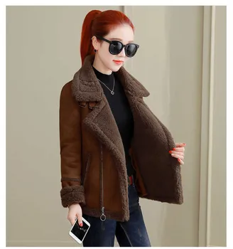 Mládež oblečenie pre ženy zimný kabát kórejský štýl dámske sako Faux suede Pridať vlna teplého Krátke kabáty NOVÉ ženské oblečenie K4604