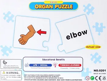 Ľudské telo puzzle raného vzdelávania hračka vzdelávania anglický pravopis slova párovanie hra