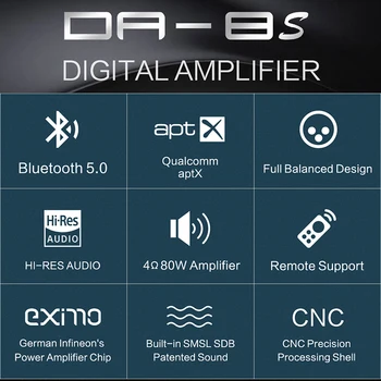 SMSL DA-8S 80W/PC Plnej vyváženej Bluetooth5.0 Digitálny Zosilňovač ZOSILŇOVAČ 80 W/PC Plnej vyváženej Bluetooth Remote support aptX DA 8S DA8S