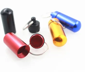 Doprava zadarmo 1000Pcs DIY Nepremokavé Hliníkové Pilulku Box Prípade Pilulku Kontajner na Fľaše Drog Držiteľ Keychain Reklamné predmety