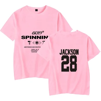 GOT7 KPOP Bavlnené Tričko Letnej Móde kórejský Štýl Tlačené Písmeno Ružový Top, Tričko Plus Veľkosť O Krk Krátky Rukáv Voľné T-shirt