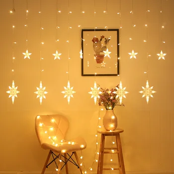 220V EÚ, Konektor 2,5 M LED Star Čítanie Rozprávky Opony Svetlo Vianočné Girlandy String Svetlá Pre Domáce Vianočné Svadobné Dekorácie