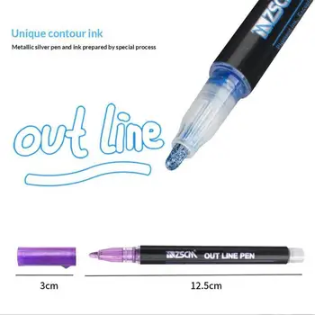21 Farby Double Line Prehľad Pen Set Kovový Farba Zvýrazňovač Marker Pero pre Umenie Maľba Písať Školské potreby
