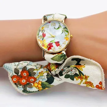 Shsby Nové Dámske kvetinové Handričkou náramkové hodinky módne ženy šaty hodinky vysokej kvality quartz hodinky sladké dievčatá sledovať textílie hodiny