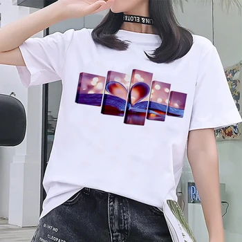 Umenie Vzor Tlač Žena Tričko Voľný čas Krátky Rukáv O Krk Biele Tričko Top 2020 Nové Letné Módy Ženy T-shirt Harajuku